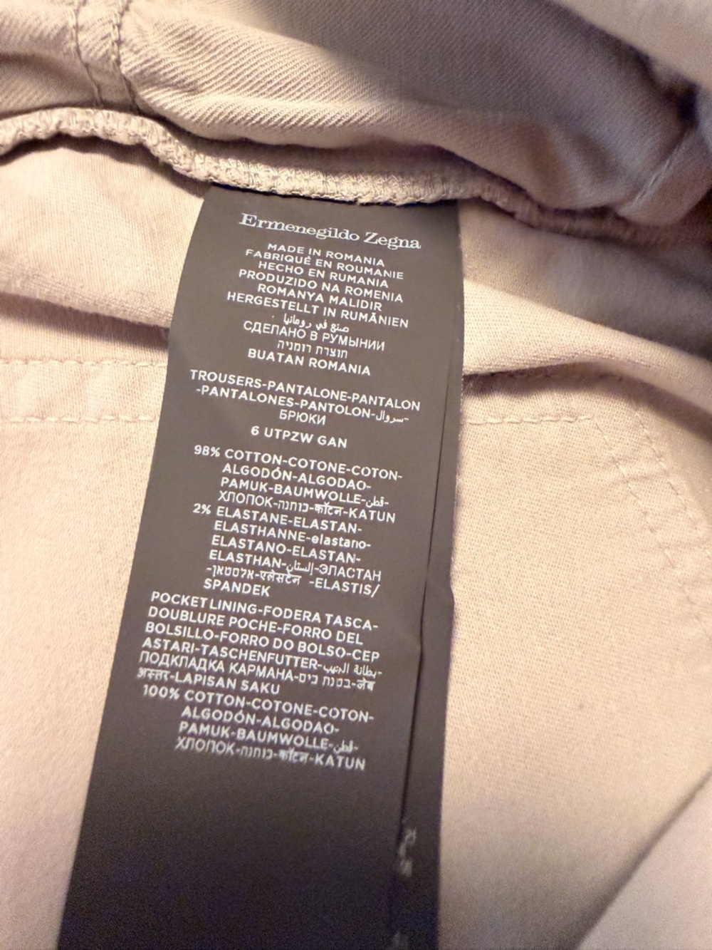 Ermenegildo Zegna Men's Grey Cotton Blend 5 Pocket Chino Pants Size 38 x 34 - Picture 13 of 15